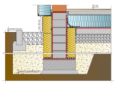 Wykonanie poziomej izolacji przeciwwodnej ław fundamentowych poprzez zgrzewanie papy bitumicznej po aplikacji gruntu swissporPRIMER